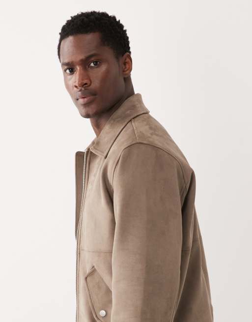 Abercrombie & Fitch – Ljusbrun bomberjacka i mockaimitation med krage, 4 av 5