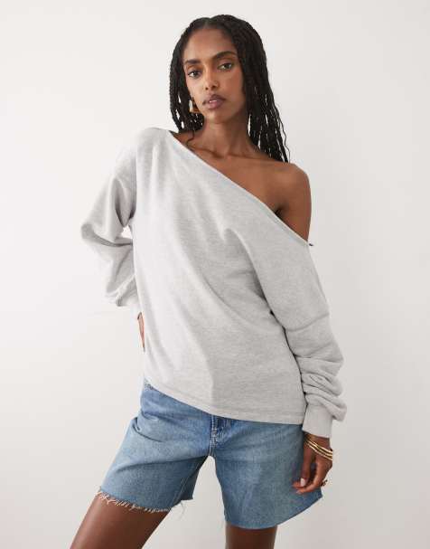 Abercrombie & Fitch – Ljusgrå, enaxlad sweatshirt - view 1