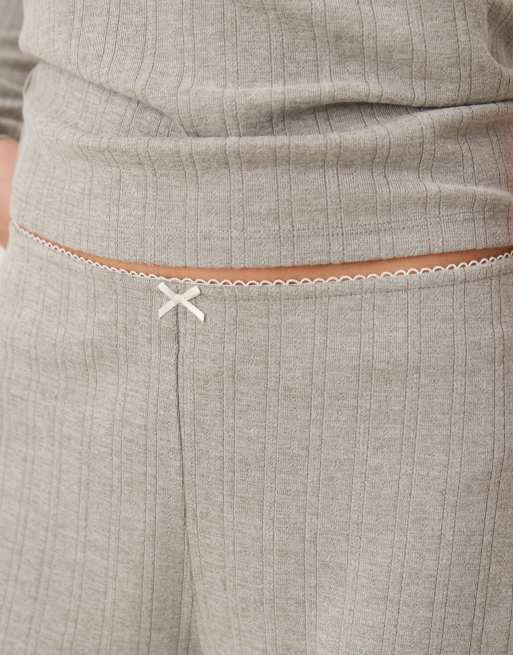Abercrombie & Fitch – Ljusgrå, pointellestickade pyjamasbyxor, del av set, 4 av 4