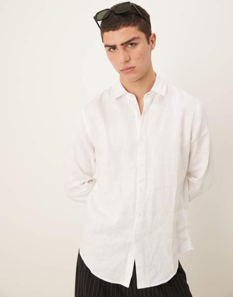 Abercrombie & Fitch linen dress shirt in white