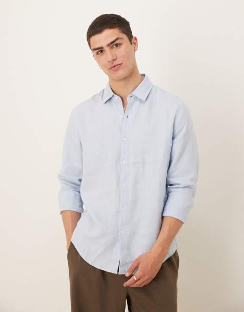 Abercrombie & Fitch linen dress shirt in blue