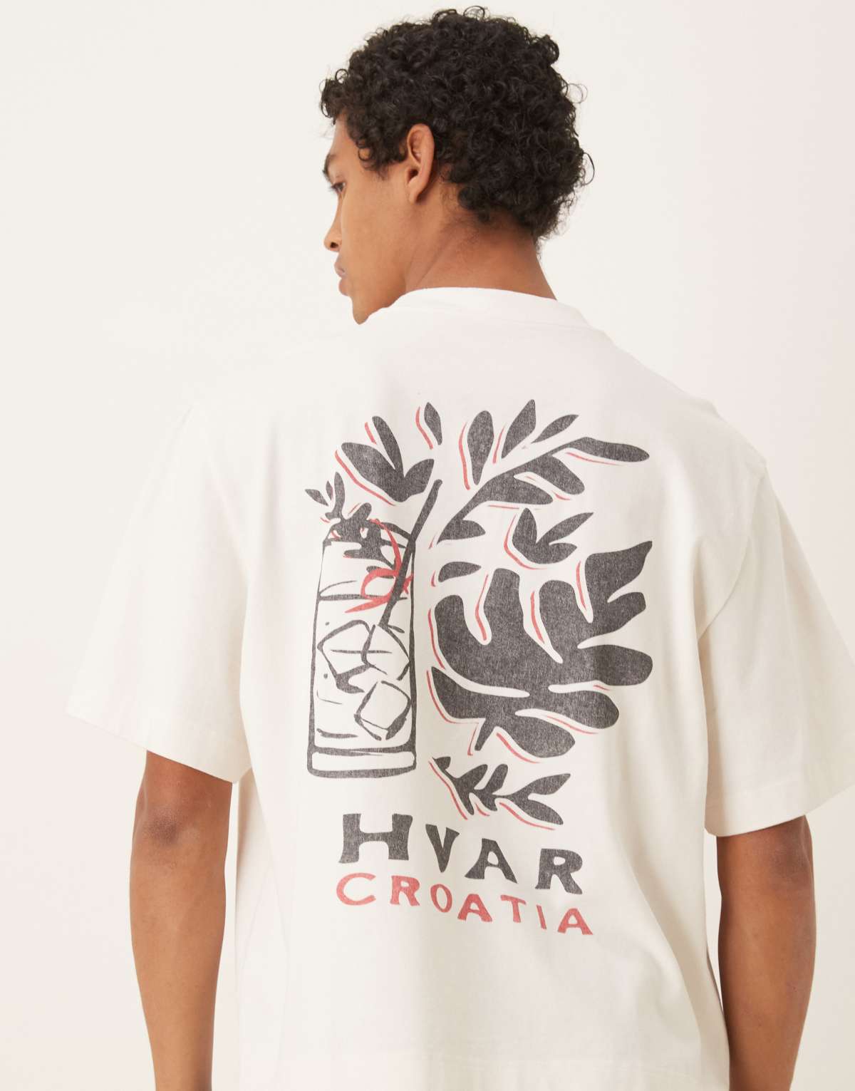 Abercrombie & Fitch location back print cropped t-shirt in white