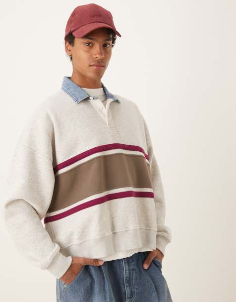 Abercrombie & Fitch location motif back sweatshirt top in white - view 1
