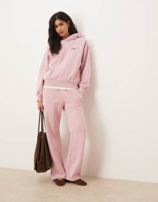 Abercrombie & Fitch - Locker geschnittene Jogginghose in Rosa mit seitlichem Logo und hohem Bund, Kombiteil