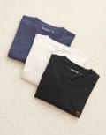 [Abercrombie & Fitch] Abercrombie & Fitch logo 3 pack t-shirt in white multi S black/indigo/white