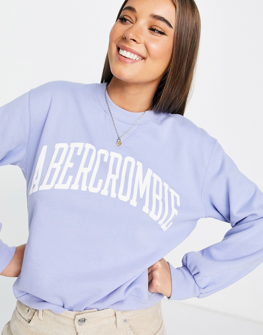 Abercrombie & Fitch Logo Balloon Sleeve Sweater In Blue-blues