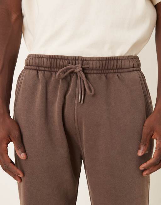 Abercrombie & Fitch logo cinch relaxed trackies in brown, 4 of 5