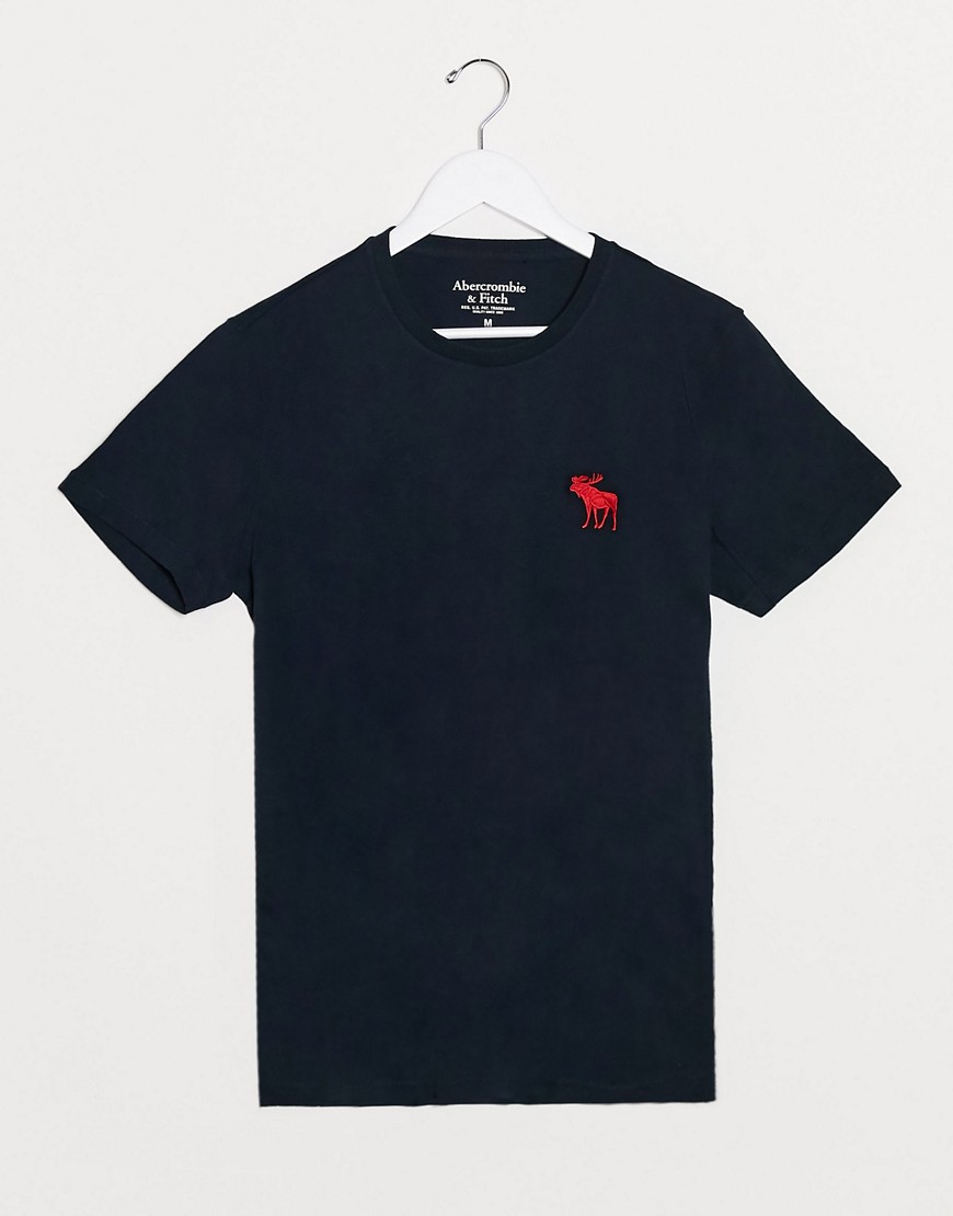 Abercrombie & Fitch logo crew neck t-shirt-Navy