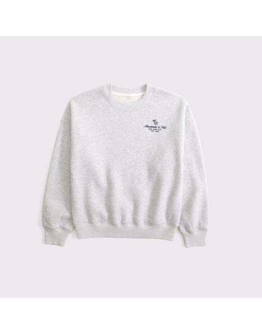 Abercrombie & Fitch Logo crew sweatshirt in light gray, 7 of 7