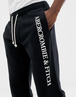 Nuestra compañía Explícito Oculto Abercrombie & Fitch logo cuffed joggers in black | ASOS