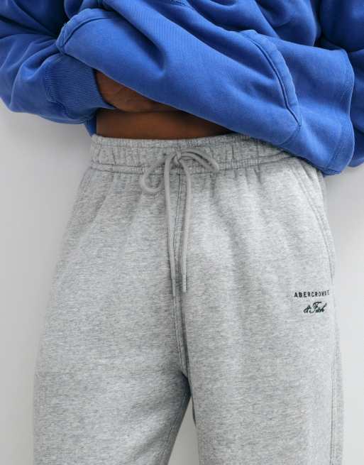 Abercrombie & Fitch logo joggingbukser med åben kant i grå, 3 af 5