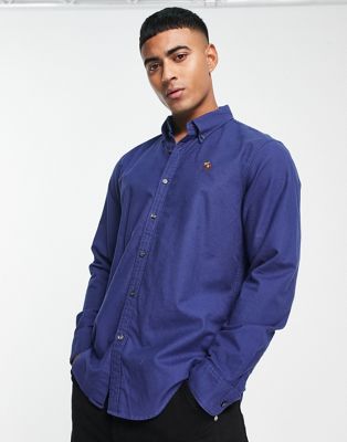 Abercrombie & Fitch logo oxford shirt in dark blue