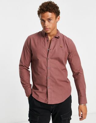 Abercrombie & Fitch logo oxford shirt in maroon