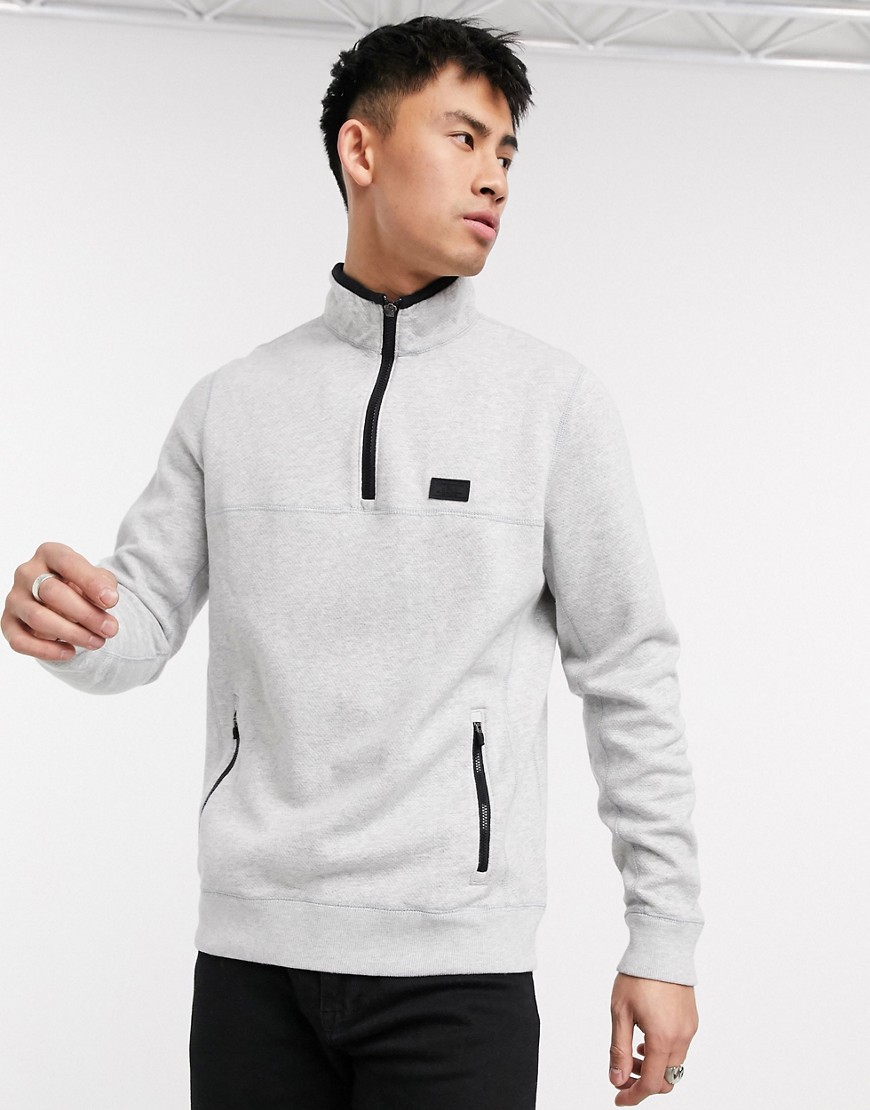 Abercrombie & Fitch logo sport half zip sweatshirt-Grey