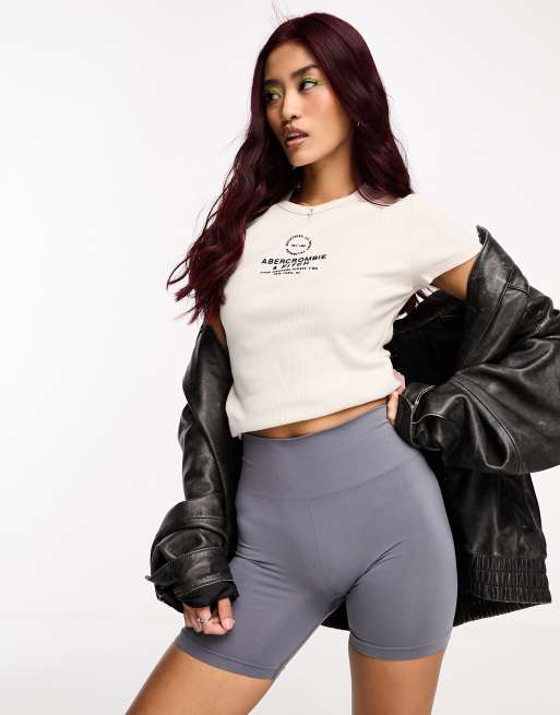 Abercrombie & Fitch logo t-shirt in beige