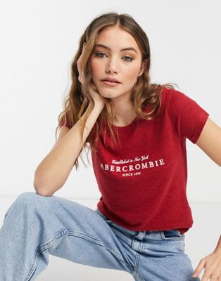 Abercrombie & Fitch logo t shirt in red | ASOS