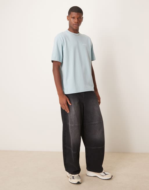 Abercrombie & Fitch logo t-shirt in washed teal | ASOS
