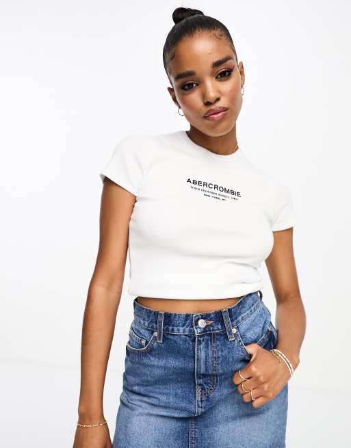 Abercrombie & Fitch logo tshirt in white ASOS