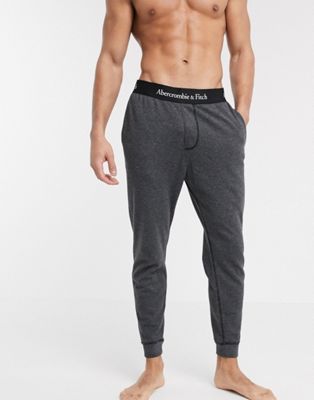 Abercrombie & Fitch logo waistband cuffed lounge joggers in dark grey