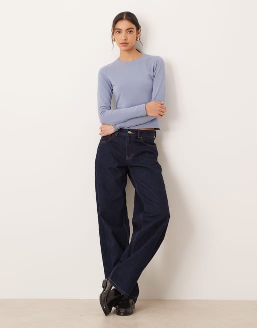Abercrombie & Fitch long sleeve baby tee in blue, 3 of 4