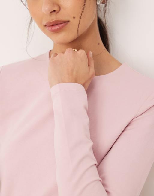 Abercrombie & Fitch long sleeve baby tee in pink, 2 of 4