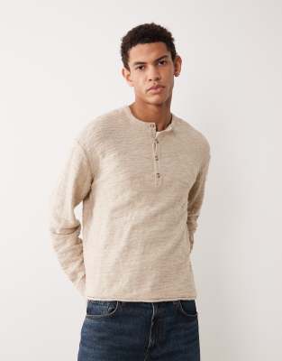 Abercrombie & Fitch long sleeve button up henley neck top in