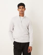 Abercrombie & Fitch chest logo quarter zip sweatshirt in grey