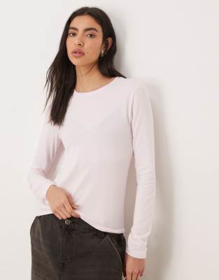 Abercrombie -amp Fitch long sleeve crew neck top in pink pink 6790₽