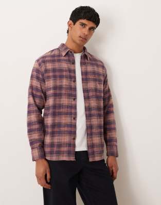 Abercrombie & Fitch Abercrombie & Fitch long sleeve cropped flannel plaid shirt in purple