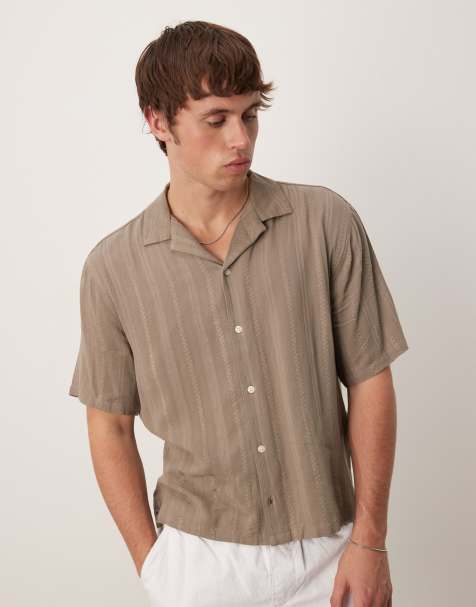 Abercrombie & Fitch long sleeve cropped lightweight shirt in grey - view 1