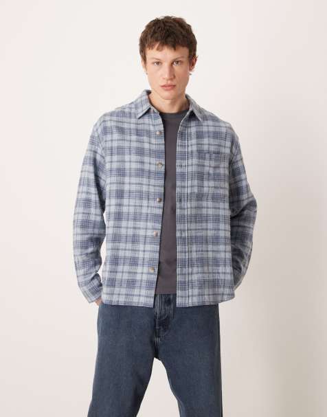 Abercrombie & Fitch long sleeve flannel shirt in blue plaid