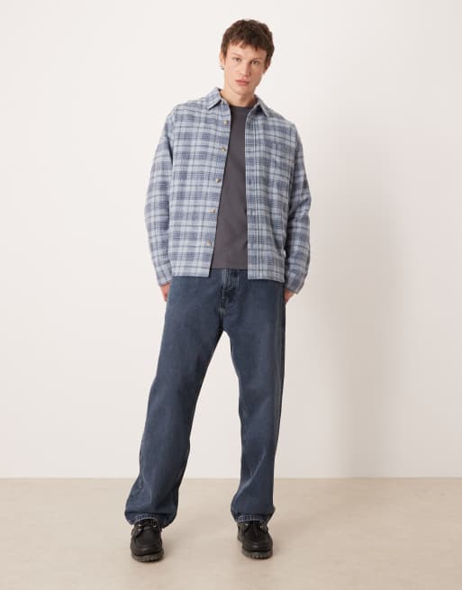 Abercrombie & Fitch long sleeve flannel shirt in blue plaid, 2 of 5