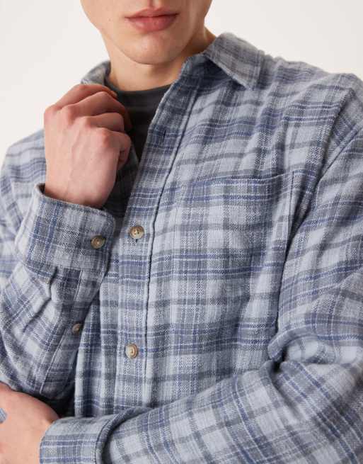 Abercrombie & Fitch long sleeve flannel shirt in blue plaid, 5 of 5