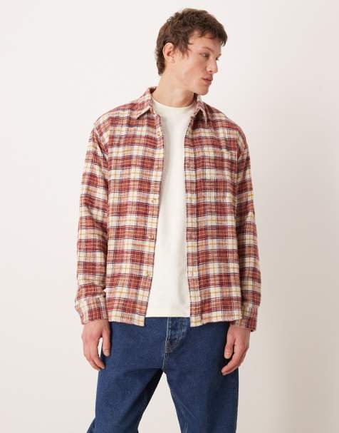 Abercrombie & Fitch long sleeve flannel shirt in red plaid