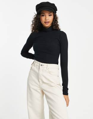 Abercrombie & Fitch Abercrombie & Fitch long sleeve high neck top in black