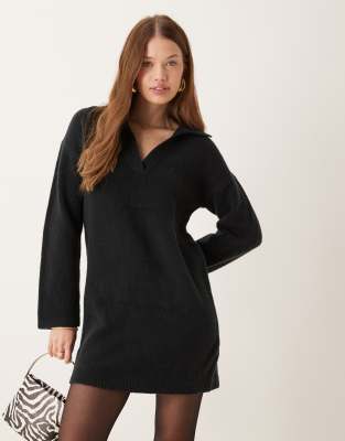 Abercrombie & Fitch long sleeve knitted dress in black with