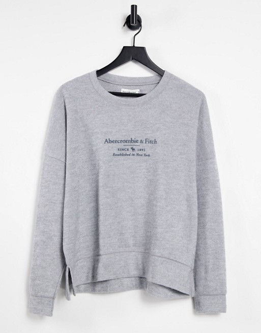 Abercrombie & Fitch long sleeve logo sweat in grey
