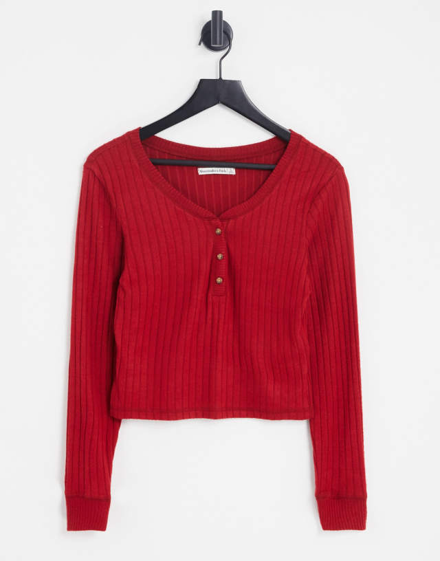 Abercrombie & Fitch long sleeve loungewear top in red