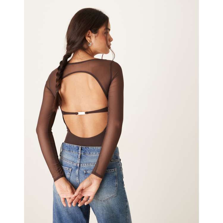 bra-free long-sleeve mesh maxi dress abercrombie petite small Women's Bra-Free Long-Sleeve Mesh Maxi Dress in Black Dot | Size XXS PETITE