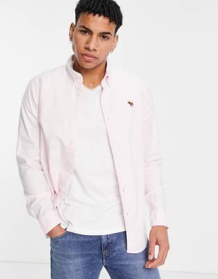 Abercrombie & Fitch long sleeve oxford shirt in pink with small logo