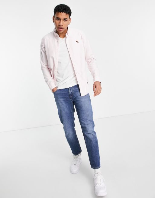 Abercrombie & Fitch long sleeve oxford shirt in pink with small