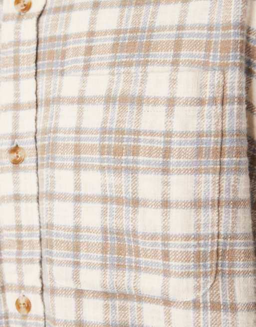 Abercrombie & Fitch long sleeve plaid shirt in beige, 5 of 5