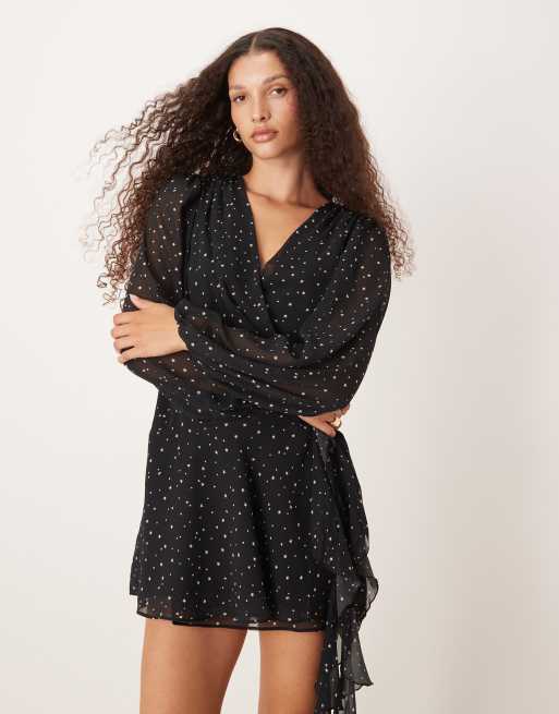 chinese dress ladies Unique Long Sleeve Short Sheer Neck Stars Mini Homecoming Dress, MH428 main image 0