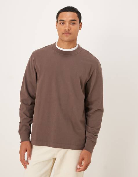 Abercrombie & Fitch long sleeve premium heavyweight sweatshirt in brown - view 1