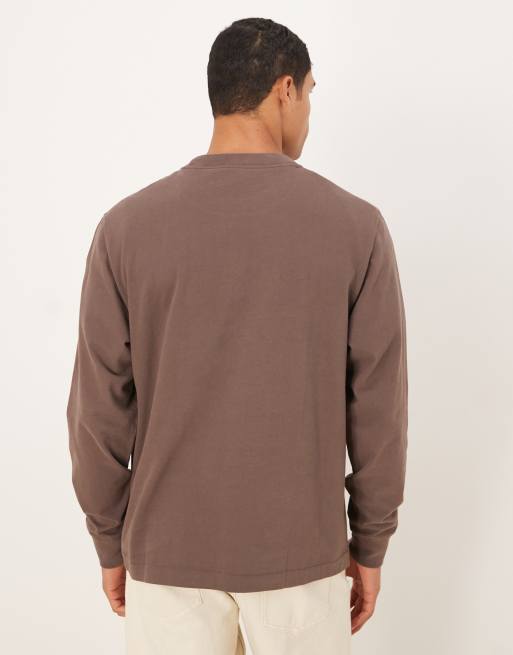 Abercrombie & Fitch long sleeve premium heavyweight sweatshirt in brown, 5 of 5
