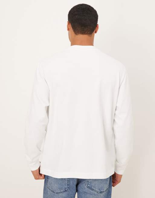 Abercrombie & Fitch long sleeve premium heavyweight t-shirt in white