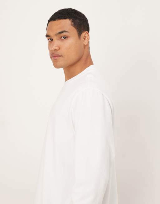 Abercrombie & Fitch long sleeve premium heavyweight t-shirt in white