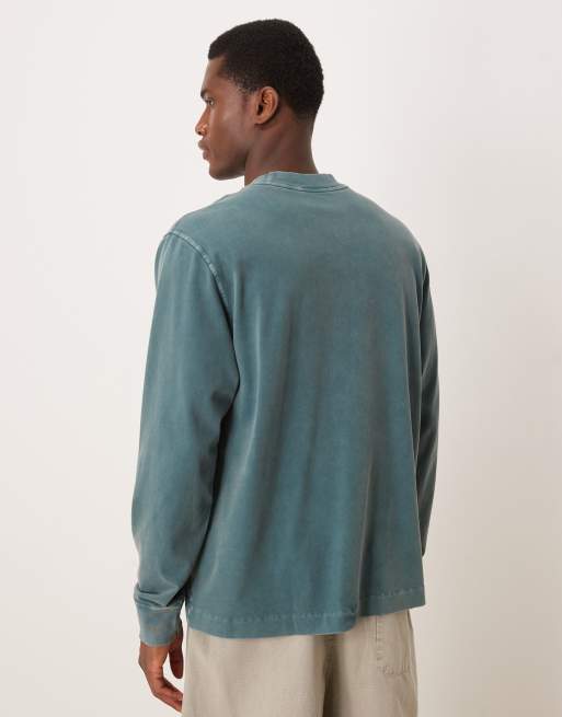 Abercrombie & Fitch long sleeve premium heavyweight top in blue, 3 of 5