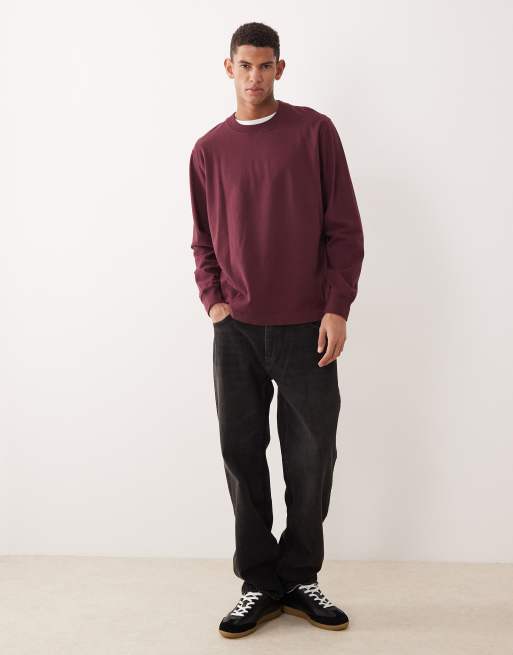 Abercrombie & Fitch long sleeve premium heavyweight top in red, 2 of 5