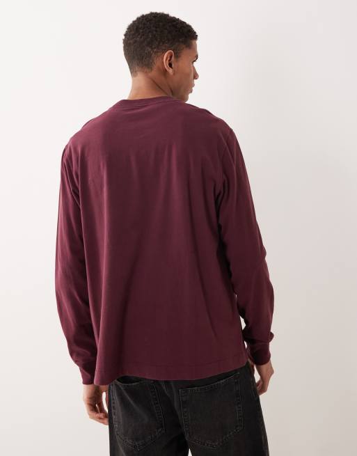 Abercrombie & Fitch long sleeve premium heavyweight top in red, 3 of 5